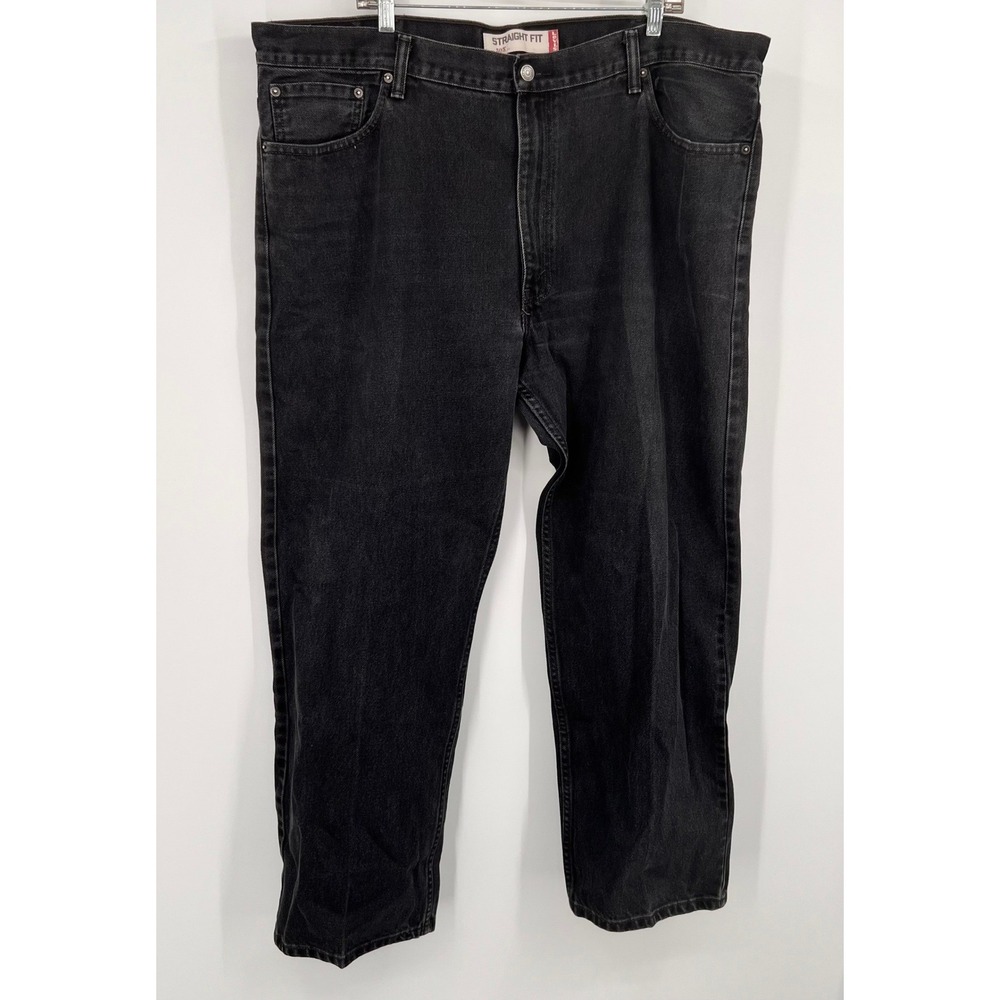 Levis 505 Mens Straight Fit Black Denim Jeans 44x30 Cotton 00505-0260
